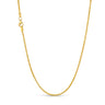 a photo of highly polished 1.0mm franco diamond cut chain available in 14k, 18k,  in yellow gold, rose gold, white gold. 