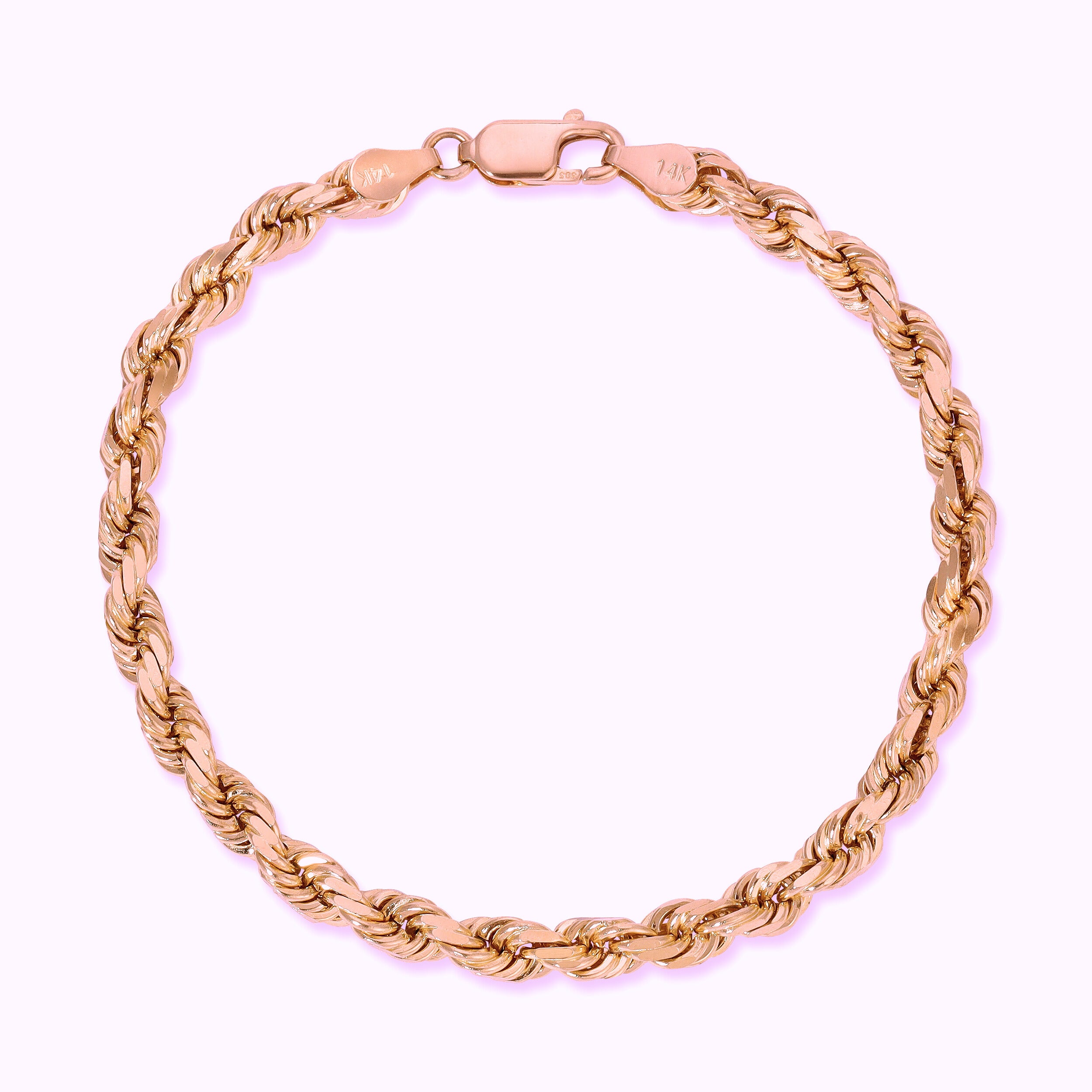 4.0MM Diamond Cut Rope Bracelet (Solid Gold)