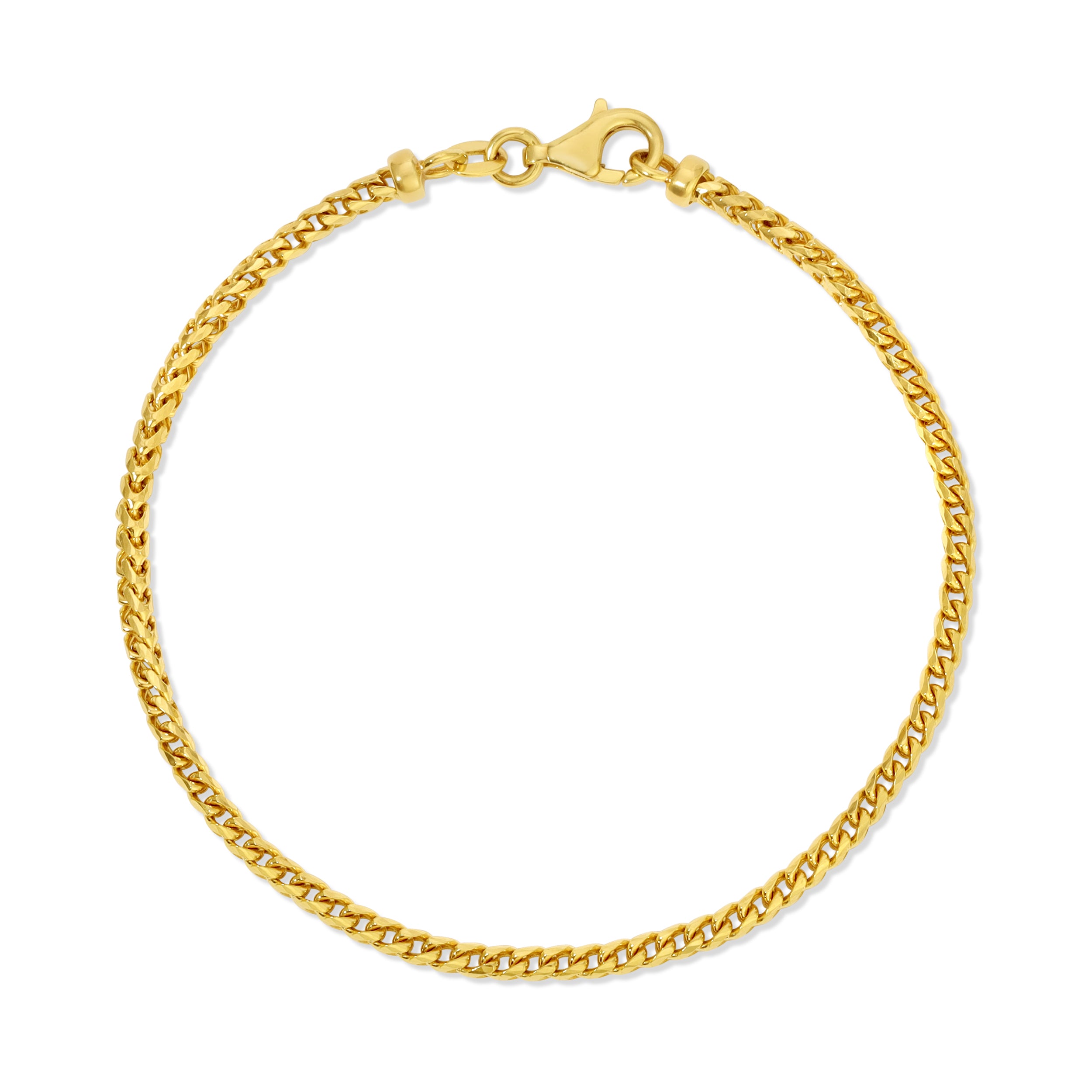 2.5MM Diamond Cut Franco Bracelet (Solid Gold)