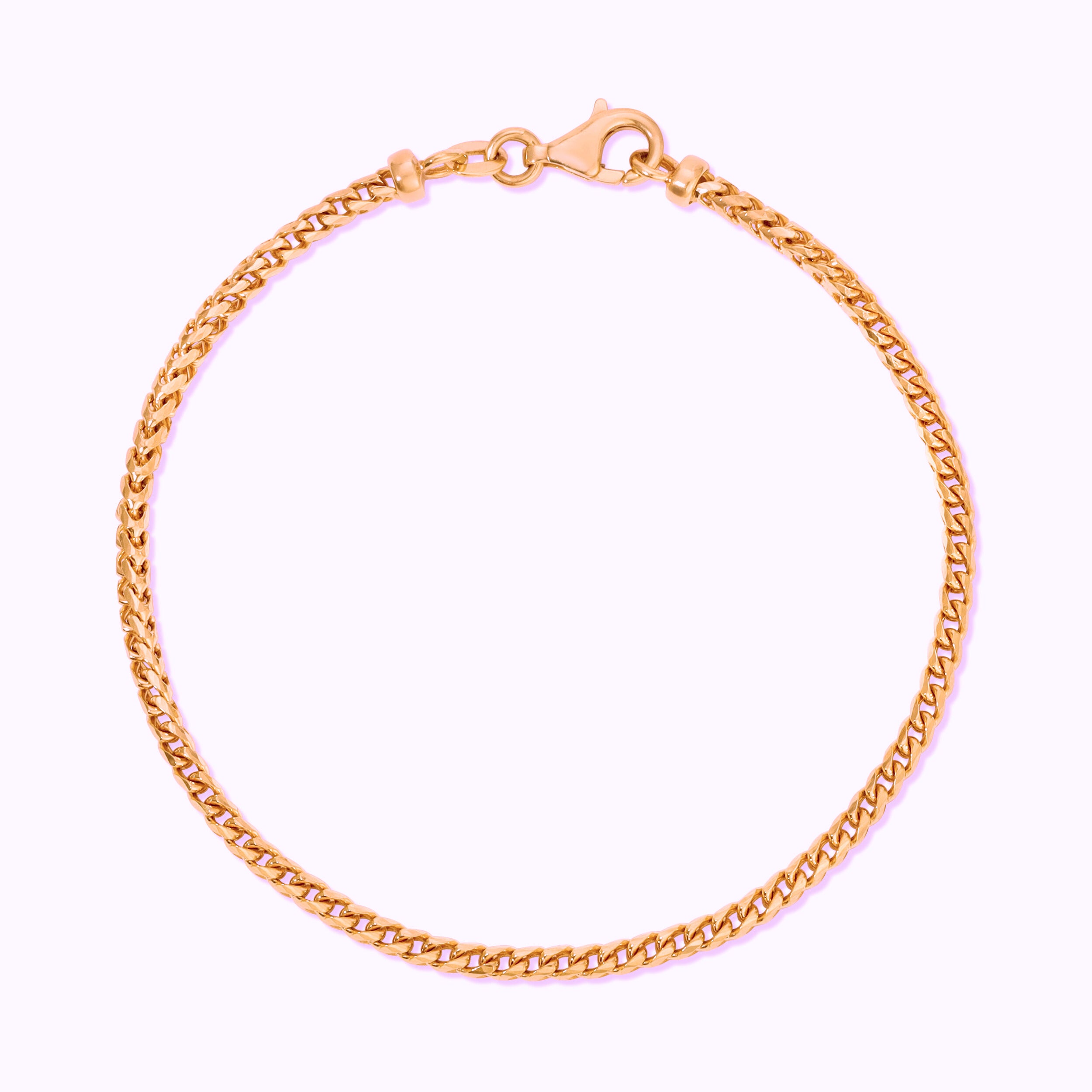 2.5MM Diamond Cut Franco Bracelet (Solid Gold)