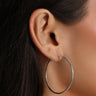 sterling silver 925 women wearing earrings round hoop jewelry made in italy rhodium plated