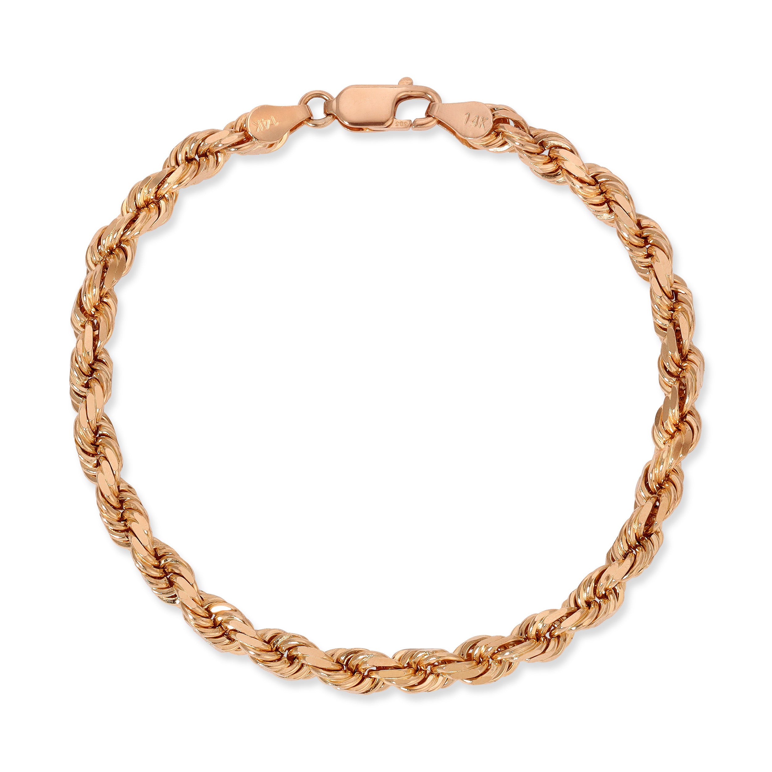 5.0MM Diamond Cut Rope Bracelet (Solid Gold)