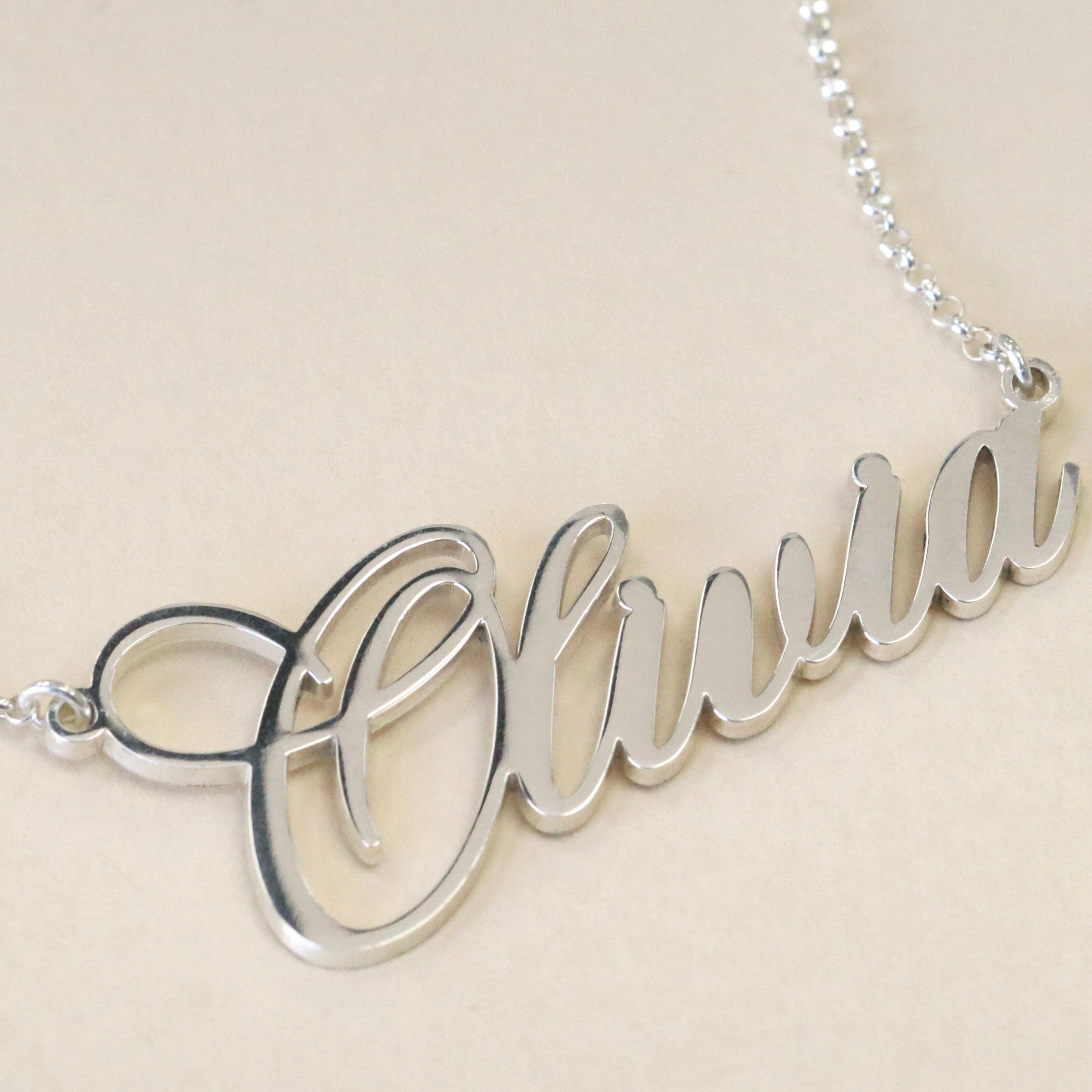 Solid Gold Name Plate Necklace (Personalized)