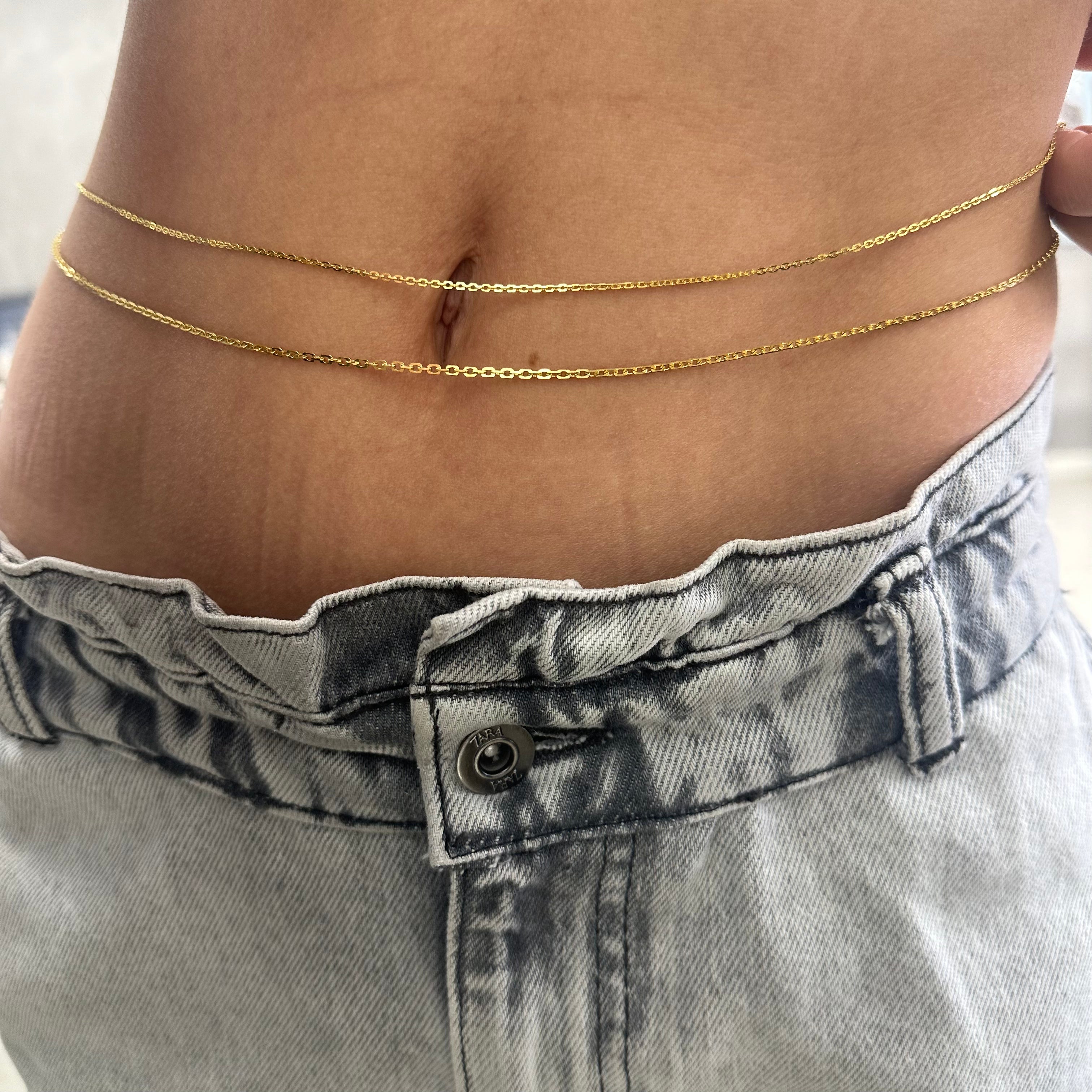 14K Solid Gold Milan Body Chain